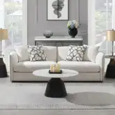 Yolanda Sofa with 4 Pillows in Beige Chenille