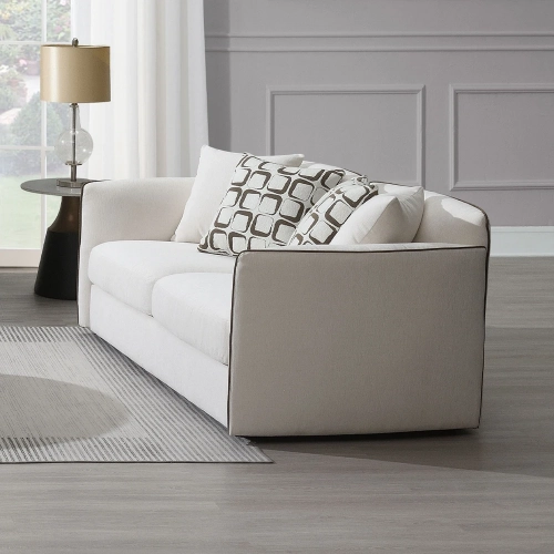 Yolanda Loveseat w/ 4 Pillows in Beige Chenille