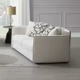 Yolanda Loveseat with 4 Pillows in Beige Chenille