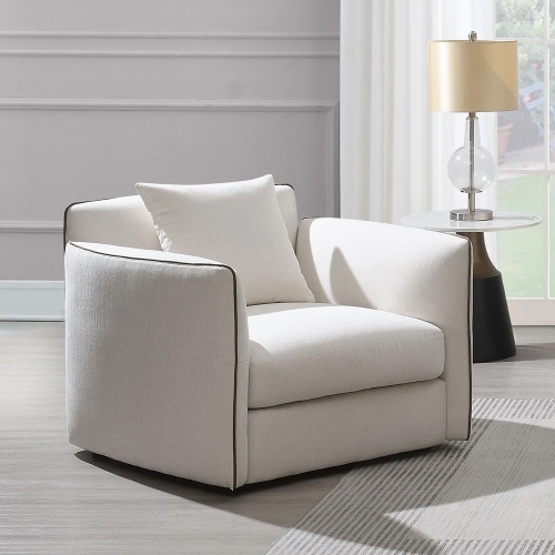 Yolanda Accent Chair with Pillow in Beige Chenille