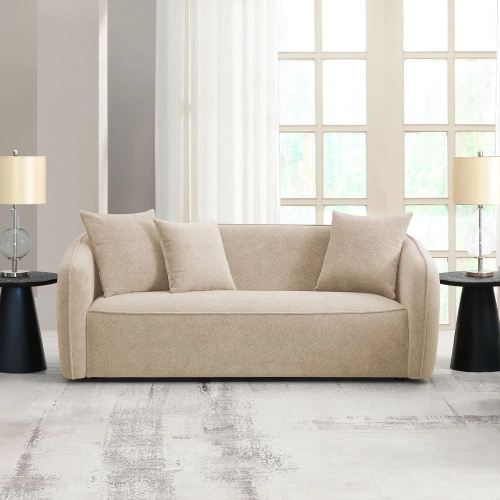 Keith Sofa with 3 Pillows in Beige Chenille