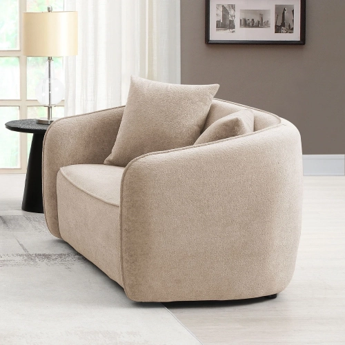 Keith Loveseat w/ 2 Pillows in Beige Chenille