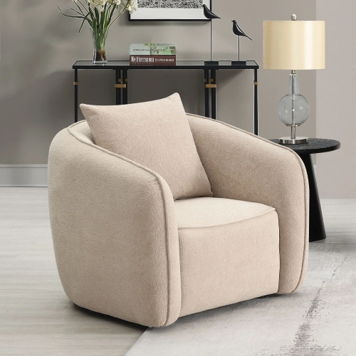 Keith Accent Chair w/ Pillow in Beige Chenille