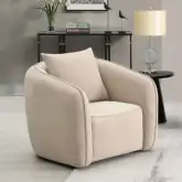 Keith Accent Chair with Pillow in Beige Chenille