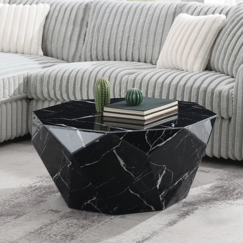 Dara Coffee Table in Glass Top & Black Finish