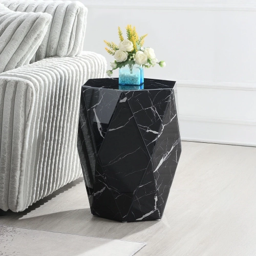 Dara End Table in Glass Top & Black Finish
