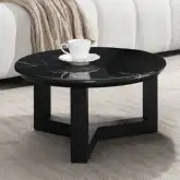 Dara Coffee Table in Natural Black Marble & Wood