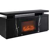 Drisana 59" Fireplace TV Stand in Black Mirrored Finish