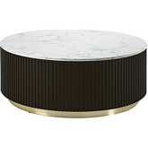 Ranger Coffee Table in White Faux Marble & Espresso Finish