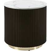 Ranger End Table in White Faux Marble & Espresso Finish