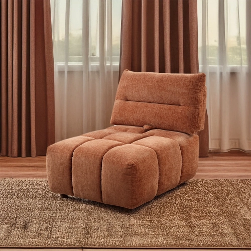 Loanna Modular Sectional Sofa Unit Armless Chair in Coral Red Linen
