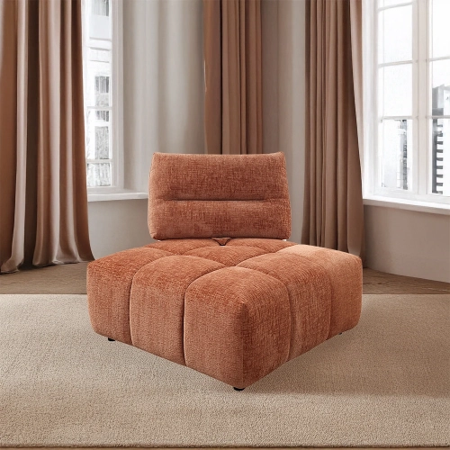 Loanna Modular Sectional Sofa Unit Wedge in Coral Red Linen