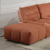 Loanna Ottoman in Coral Red Linen