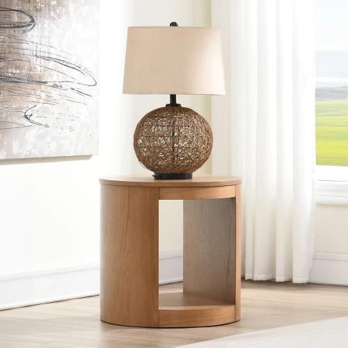 Zoey End Table in Natural Finish Oak Wood