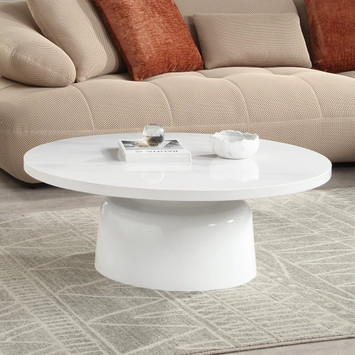 Zaid Coffee Table in White High Gloss Engineered Marble