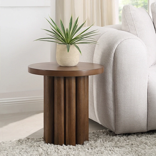 Sanat End Table in Brown Finish Wood