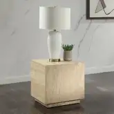 Deon End Table in Natural Beige Travertine