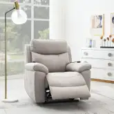 Chriki Power Lift Recliner with Heating & Massage in Light Gray Polished Microfiber