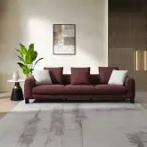 Mardi Sofa with 6 Pillows in Maroon Tweed Fabric