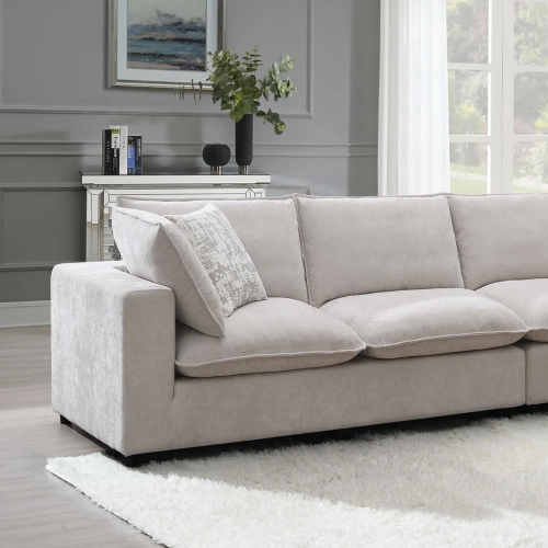 Marisa Modular Sectional Sofa Unit Left Facing Loveseat in Beige Boucle