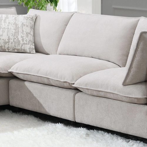 Marisa Modular Sectional Sofa Unit Armless Chair in Beige Boucle