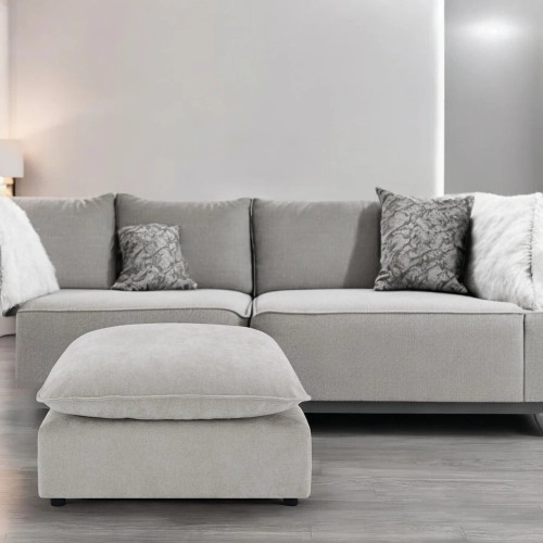 Marisa Modular Sectional Sofa Unit Ottoman in Beige Boucle