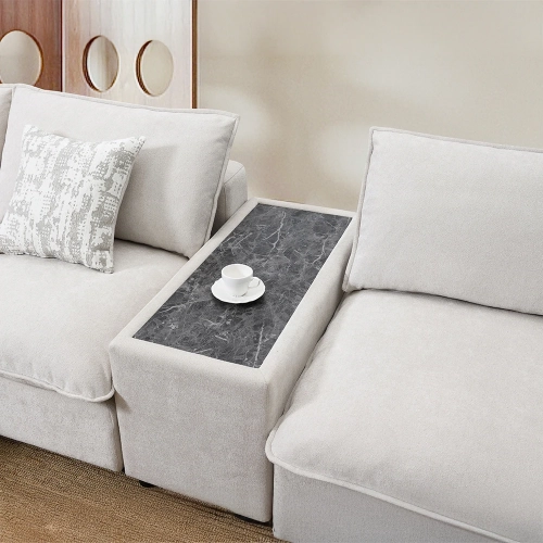 Marisa Modular Sectional Sofa Unit Console in Beige Boucle