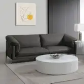 Tadi Sofa in Black Top Grain Leather & Metal