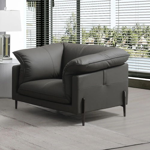 Tadi Accent Chair in Black Top Grain Leather