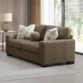 Darya Loveseat with 3 Pillows in Brown Suede Fabric