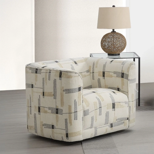 Darya Swivel Accent Chair in Beige Pattern Fabric