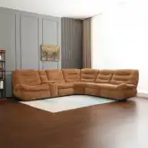Emmy 6 Piece Power Sectional Sofa with USB Port in Orange Chenille