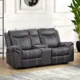 Zubaida Manual Recline Loveseat with USB Port in Dark Gray Microfiber