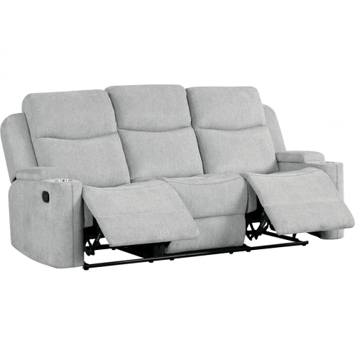 Galya Manual Recline Sofa w/ Storage in Light Gray Chenille Fabric