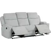 Galya Manual Recline Sofa with Storage in Light Gray Chenille Fabric
