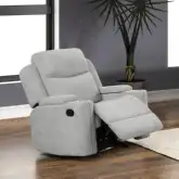 Galya Manual Glider Recliner with Storage in Light Gray Chenille Fabric