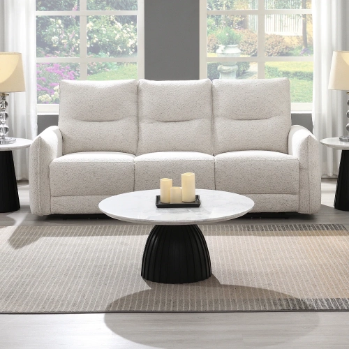 Lalisa Power Recline Sofa with USB Port in Cream Chenille
