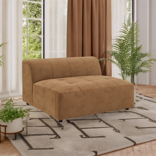 Zoey Modular Sectional Sofa Unit Armless Chair in Chocolate Brown Suede