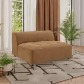 Zoey Modular Sectional Sofa Unit Armless Chair in Chocolate Brown Suede