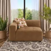 Zoey Modular Sectional Sofa Unit Right Facing Arm Chair in Chocolate Brown Suede