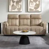 Elison Manual Recline Sofa in Dark Beige Polish Microfiber