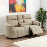 Elison Manual Recline Loveseat with Console in Dark Beige Polished Microfiber
