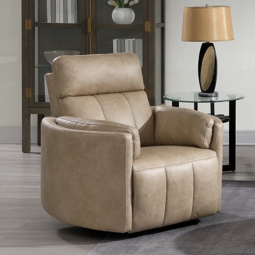 Elison Manual Swivel Glider Recliner in Dark Beige Polish Microfiber