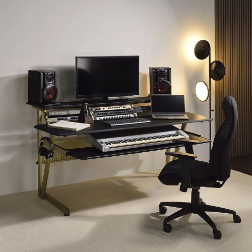 Saida Music Desk in Black & Champagne Finish