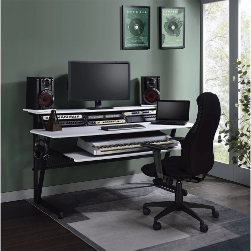 Saida Music Desk in White & Black Finish
