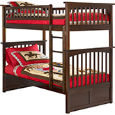 Columbia Bunk Bed Twin Over Twin in Antique Walnut