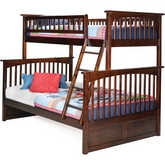 Columbia Bunk Bed Twin Over Full in Antique Walnut