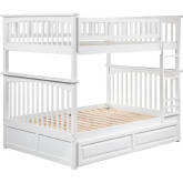 Columbia Bunk Bed Full Over Full w/ Raised Panel Trundle in White