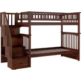 Columbia Staircase Bunk Bed Twin Over Twin in Antique Walnut