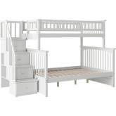 Columbia Staircase Bunk Bed Twin Over Full in White